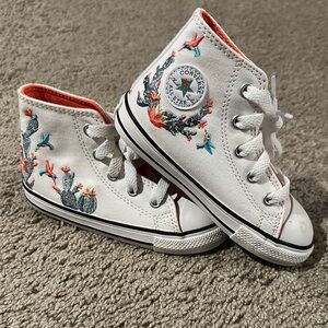 Converse Kids High-Top Sneakers - White with Colorful Embroidery